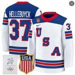 USA #37 Connor Hellebuyck Home White 2026 Olympic Jersey