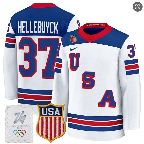 USA #37 Connor Hellebuyck Home White 2026 Olympic Jersey