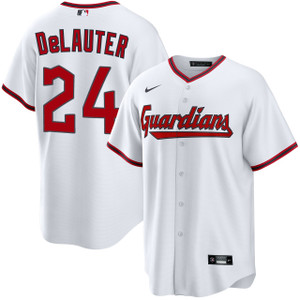 Cleveland Guardians #24 Chase DeLauter White Cool Base Limited Stitched Jersey