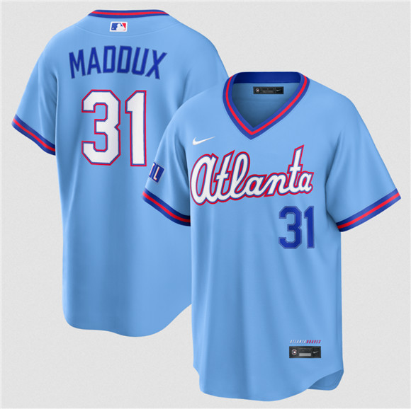 Atlanta Braves #31 Greg Maddux Powder Blue 2026 City Connect Stadium Stitched Jersey