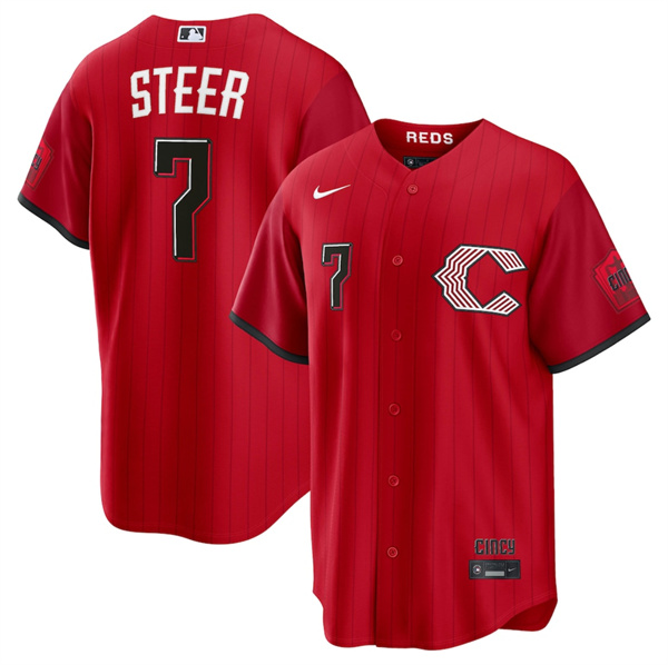 Cincinnati Reds #7 Spencer Steer Red 2026 City Connect Stadium Stitched Jersey