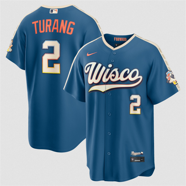 Milwaukee Brewers #2 Brice Turang Mineral Blue 2026 City Connect Stadium Stitched Stitched Jersey