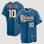Milwaukee Brewers #10 Sal Frelick Mineral Blue 2026 City Connect Stadium Stitched Stitched Jersey