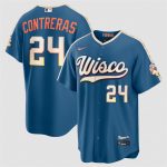 Milwaukee Brewers #24 William Contreras Mineral Blue 2026 City Connect Stadium Stitched Stitched Jersey