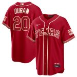 Texas Rangers #20 Ezequiel Dur¨¢n Red 2026 City Connect Stadium Stitched Jersey