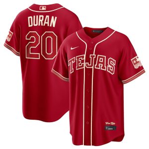Texas Rangers #20 Ezequiel Dur¨¢n Red 2026 City Connect Stadium Stitched Jersey