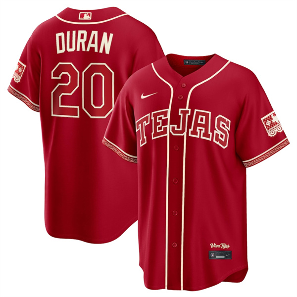 Texas Rangers #20 Ezequiel Dur¨¢n Red 2026 City Connect Stadium Stitched Jersey