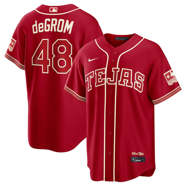 Texas Rangers #48 Jacob deGrom Red 2026 City Connect Stadium Stitched Jersey