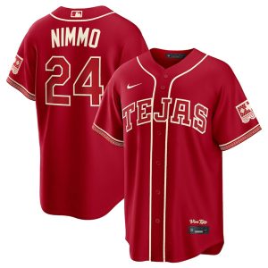 Texas Rangers #24 Brandon Nimmo Red 2026 City Connect Stadium Stitched Jersey