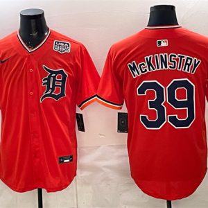 Detroit Tigers #39 Zach McKinstry Orange 2026 Alternate USA 250' Patch Vapor Premier Limited Stitched Jersey