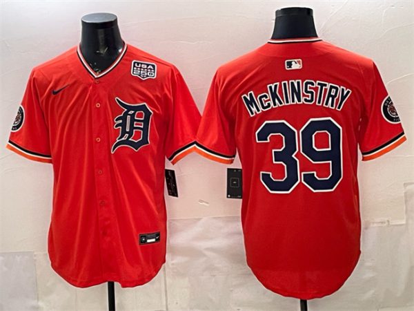 Detroit Tigers #39 Zach McKinstry Orange 2026 Alternate USA 250' Patch Vapor Premier Limited Stitched Jersey