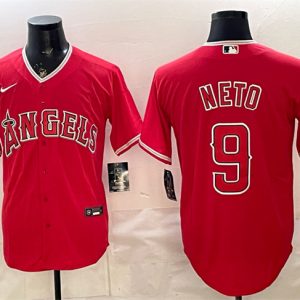 Los Angeles Angels #9 Zach Neto Red Stitched Jersey