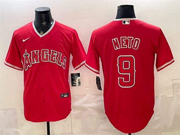 Los Angeles Angels #9 Zach Neto Red Stitched Jersey