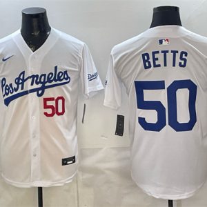 Los Angeles Dodgers #50 Mookie Betts White Alternate Stadium Stitched Jersey
