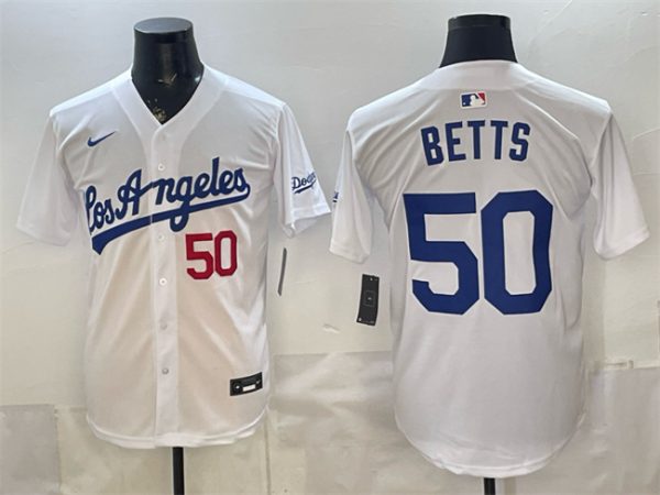 Los Angeles Dodgers #50 Mookie Betts White Alternate Stadium Stitched Jersey