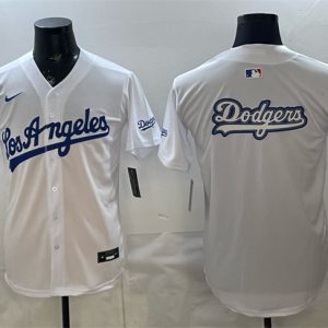 Los Angeles Dodgers Team Big Logo White Alternate Stadium Stitched Jersey