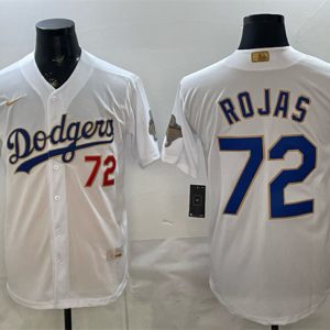 Los Angeles Dodgers #72 Miguel Rojas White 2026 Gold Collection Stadium Stitched Jersey