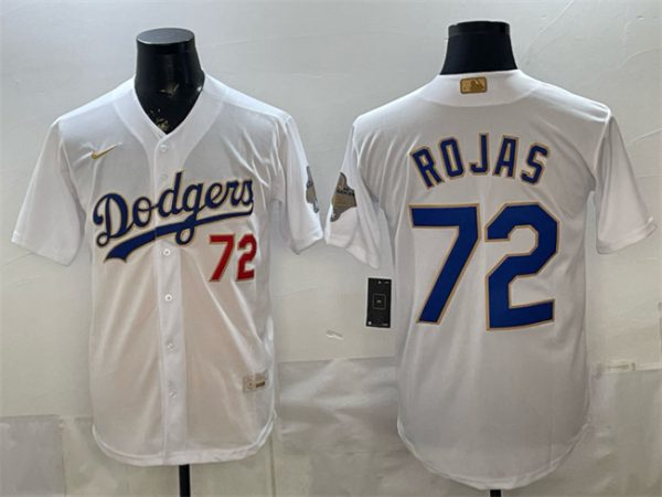 Los Angeles Dodgers #72 Miguel Rojas White 2026 Gold Collection Stadium Stitched Jersey