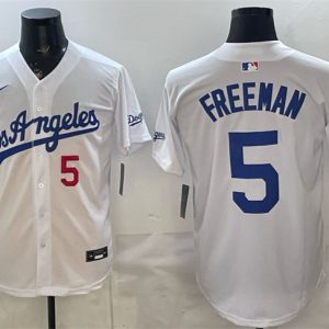 Los Angeles Dodgers #5 Freddie Freeman White Alternate Stadium Stitched Jersey