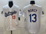 Los Angeles Dodgers #13 Max Muncy White 2026 Gold Collection 9x B2B Champs Patch Stitched Jersey