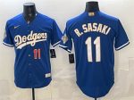 Los Angeles Dodgers #11 Roki Sasaki Royal 2026 Alternate Gold Collection Stadium Stitched Jersey