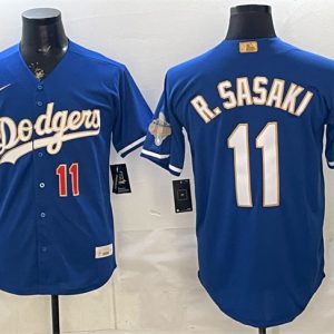 Los Angeles Dodgers #11 Roki Sasaki Royal 2026 Alternate Gold Collection Stadium Stitched Jersey