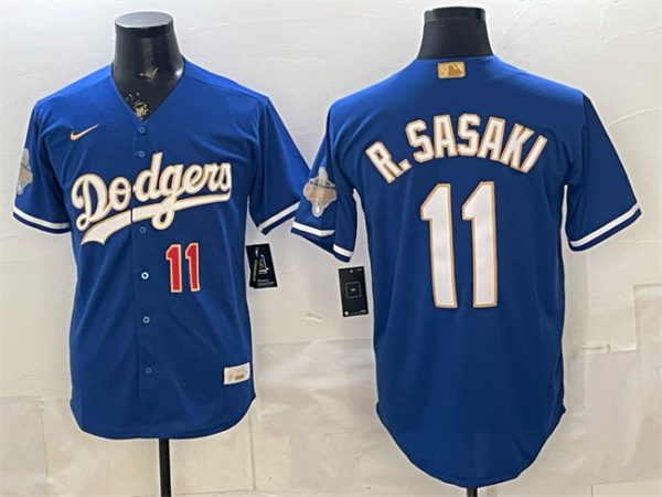 Los Angeles Dodgers #11 Roki Sasaki Royal 2026 Alternate Gold Collection Stadium Stitched Jersey
