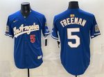 Los Angeles Dodgers #5 Freddie Freeman Royal 2026 Gold Collection 9x B2B Champs Patch Stitched Jersey