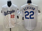 Los Angeles Dodgers #22 Clayton Kershaw White 2026 Gold Collection 9x B2B Champs Patch Stitched Jersey