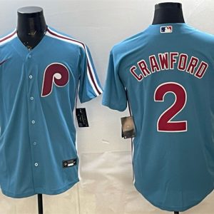 Philadelphia Phillies #2 Justin Crawford Blue Cool Base Stitched Jersey