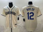 Seattle Mariners #12 Josh Naylor Cream Alternate Stitched Jersey