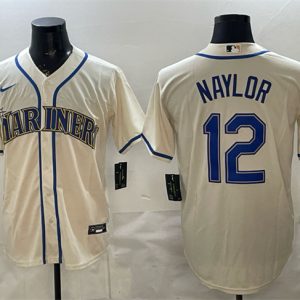 Seattle Mariners #12 Josh Naylor Cream Alternate Stitched Jersey