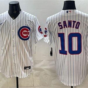 Chicago Cubs #10 Ron Santo White Cool Base Stitched Jersey