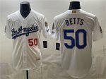 Los Angeles Dodgers #50 Mookie Betts White 2026 Gold Collection 9x B2B Champs Patch Stitched Jersey