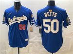 Los Angeles Dodgers #50 Mookie Betts Royal 2026 Gold Collection 9x B2B Champs Patch Stitched Jersey