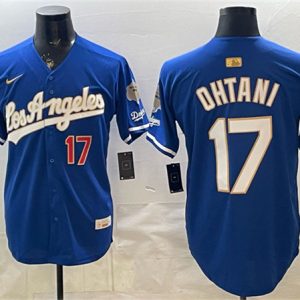 Los Angeles Dodgers #17 Shohei Ohtani Royal 2026 Gold Collection 9x B2B Champs Patch Stitched Jersey