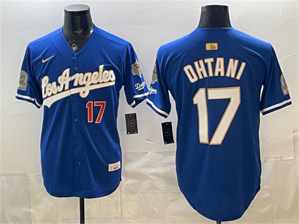 Los Angeles Dodgers #17 Shohei Ohtani Royal 2026 Gold Collection 9x B2B Champs Patch Stitched Jersey