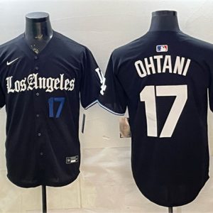 Los Angeles Dodgers #17 Shohei Ohtani Black 2025 World Series Champions Patch 'Gothic Edition' Vapor Premier Limited Stitched Jersey