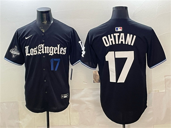 Los Angeles Dodgers #17 Shohei Ohtani Black 2025 World Series Champions Patch 'Gothic Edition' Vapor Premier Limited Stitched Jersey