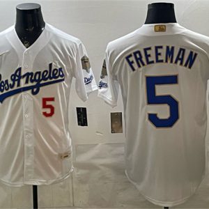 Los Angeles Dodgers #5 Freddie Freeman White 2026 Gold Collection 9x B2B Champs Patch Stitched Jersey