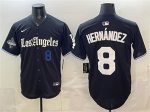 Los Angeles Dodgers #8 Enrique Hern¨¢ndez Black 2025 World Series Champions Patch 'Gothic Edition' Vapor Premier Limited Stitched Jersey