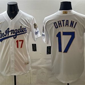 Los Angeles Dodgers #17 Shohei Ohtani White 2026 Gold Collection 9x B2B Champs Patch Stitched Jersey