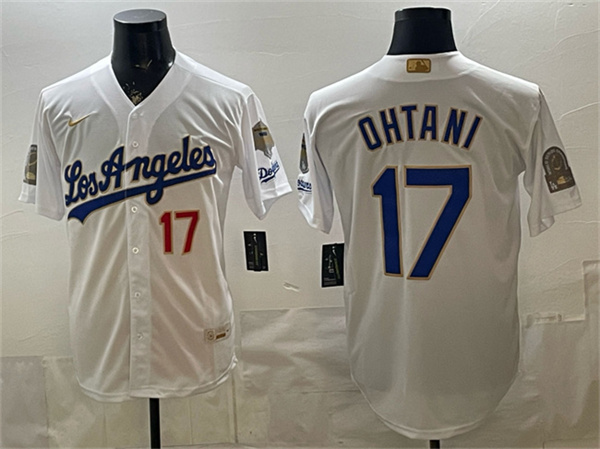Los Angeles Dodgers #17 Shohei Ohtani White 2026 Gold Collection 9x B2B Champs Patch Stitched Jersey