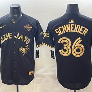 Toronto Blue Jays #36 Davis Schneider Black Gold 2025 American League Champions Limited Stitched Jersey