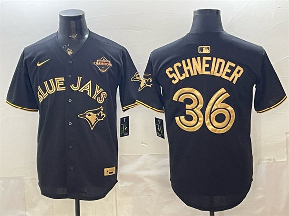 Toronto Blue Jays #36 Davis Schneider Black Gold 2025 American League Champions Limited Stitched Jersey