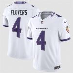 Baltimore Ravens #4 Zay Flowers White 2026 F.U.S.E. Vapor Stitched Limited Jersey