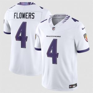 Baltimore Ravens #4 Zay Flowers White 2026 F.U.S.E. Vapor Stitched Limited Jersey