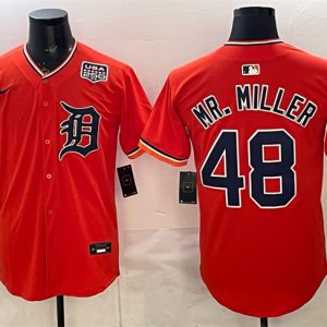 Detroit Tigers #48 Mr. Miller Orange 2026 Alternate USA 250' Patch Vapor Premier Limited Stitched Jersey