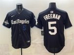 Los Angeles Dodgers #5 Freddie Freeman Black 2025 World Series Champions Patch 'Gothic Edition' Vapor Premier Limited Stitched Jersey