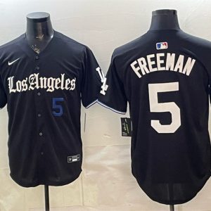 Los Angeles Dodgers #5 Freddie Freeman Black 2025 World Series Champions Patch 'Gothic Edition' Vapor Premier Limited Stitched Jersey